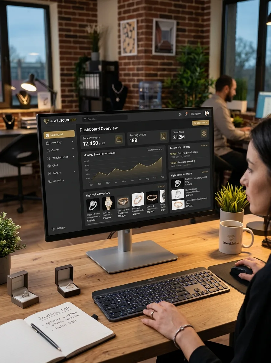 SocialFlow AI dashboard — monitor on minimalist desk