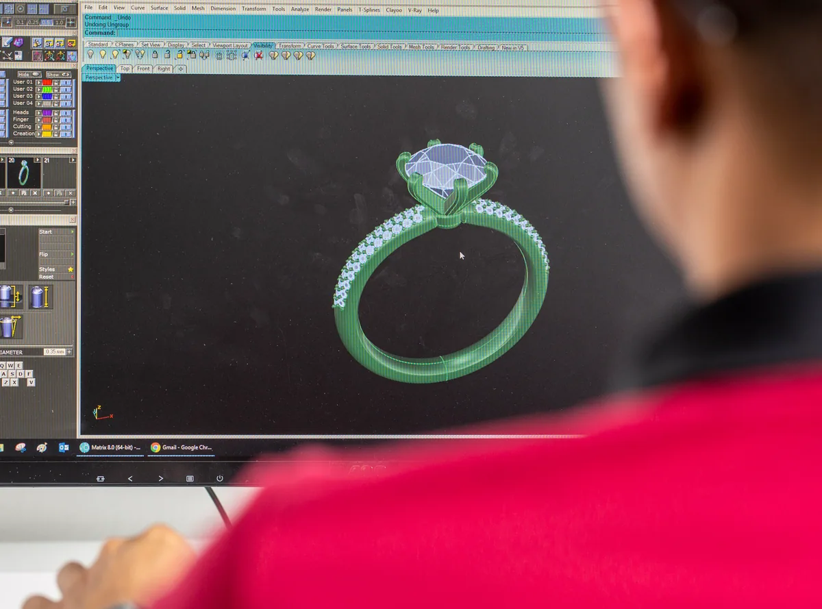 3D CAD model of a ring on screen