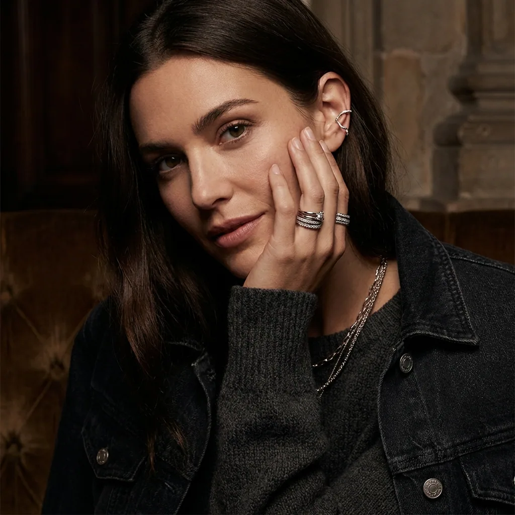 Model wearing fine jewelry